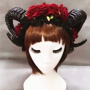Black Sheep Horns Goth Halloween Costume Headband Accessory